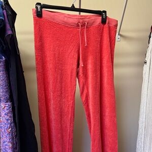 Juicy Couture medium bright pink salmon Cozy Lounge Pants terry cloth sweats